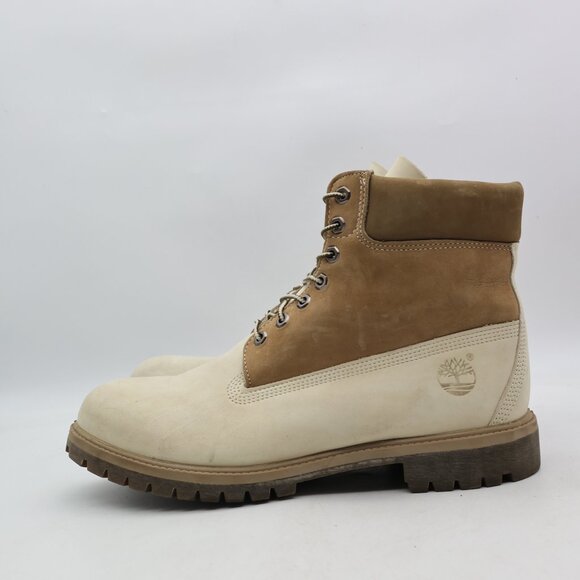 Timberland Premium 6-Inch Mens Size 12 M Ivory Nubuck Outdoor Waterproof Boots - Picture 4 of 11